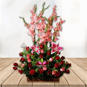 Arreglo floral Gladiolos y rosas