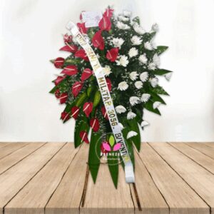 Arreglo floral funebre anturios y cristantemos
