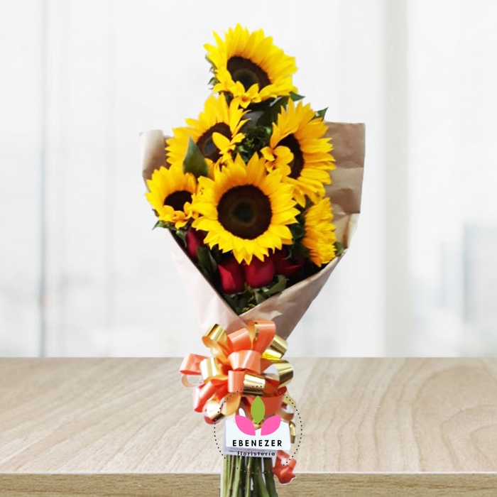 Bouquet de Girasoles y Rosas -Floristeria Cali 2 Boquet de Girasoles y Rosas