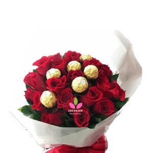 Bouquet de rosas x 24 con chocolates