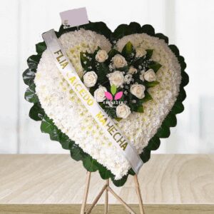 Corona Funebre Corazon blanco