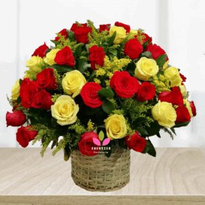 Canasta de Rosas Rojas y amarillas