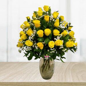 Floristerias en Cali: Jarrón de Rosas Amarillas