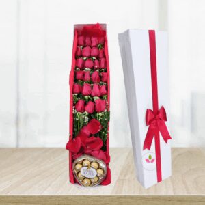 Caja de Rosas x 24 con Chocolates - Flores en Cali