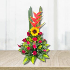 Arreglo floras con rosas y girasol - Flores En Cali