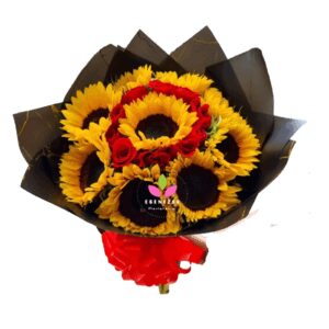 Bouquet Buchon de girasoles y rosas