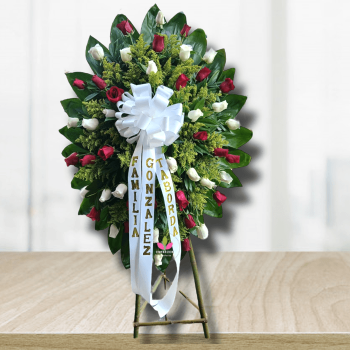 Corona funebre cali con rosas blancas y rojas 1 coronas funebres cali